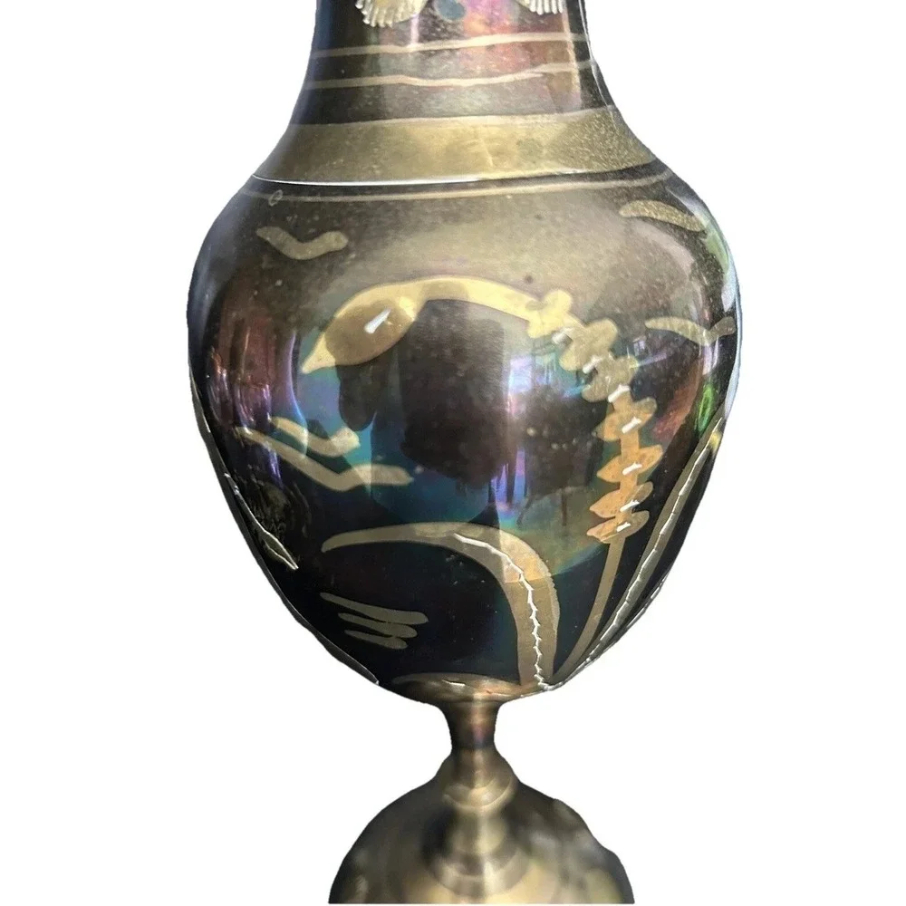 Vtg Brass Vase India 11